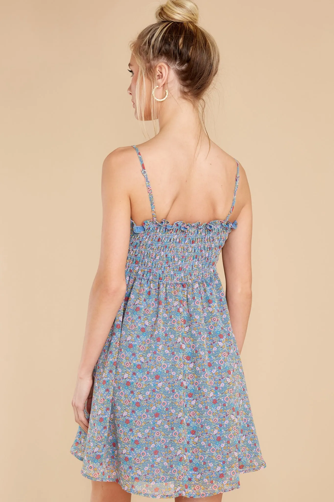 Summer Nights Blue Multi Floral Print Dress