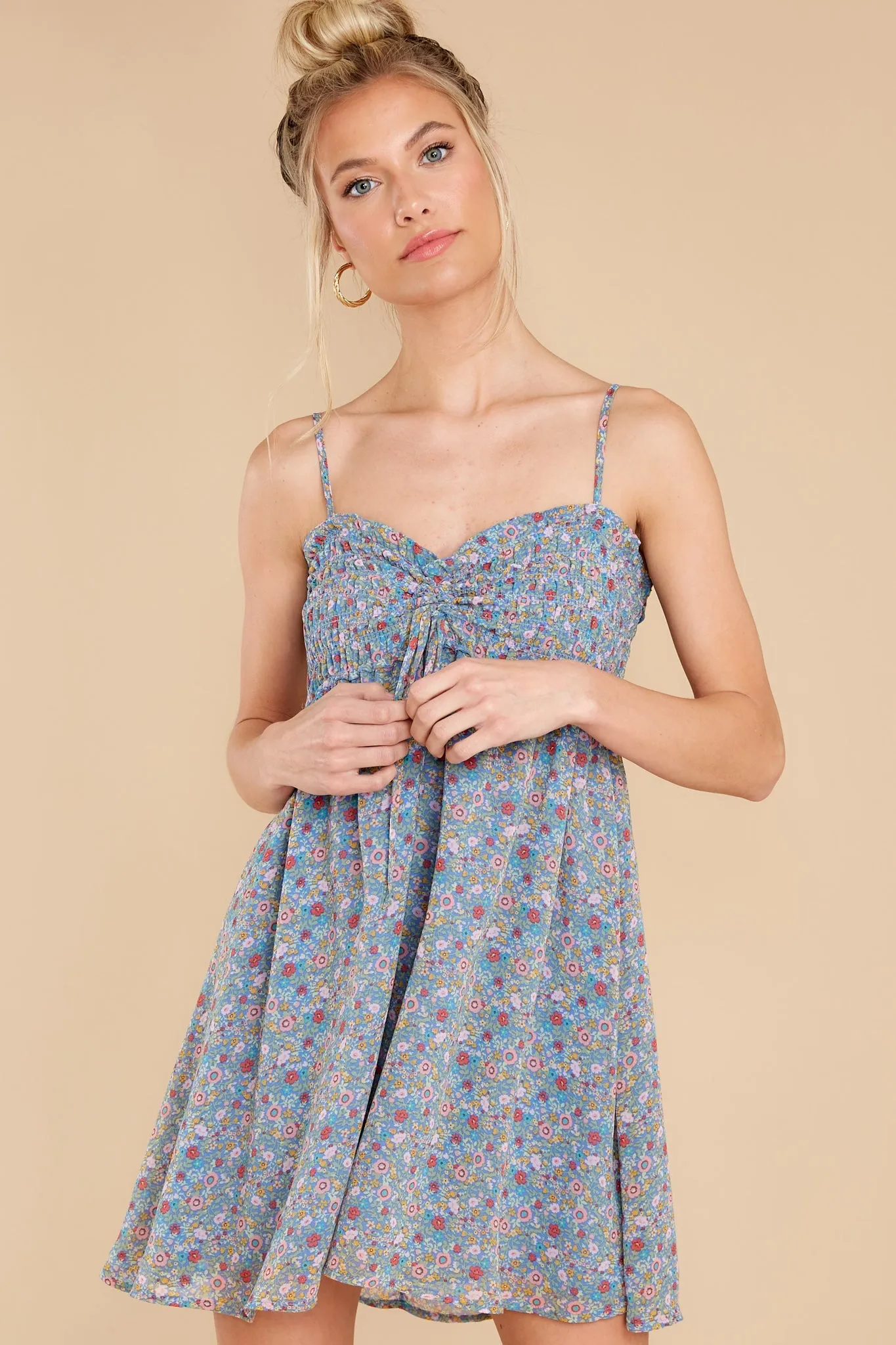 Summer Nights Blue Multi Floral Print Dress