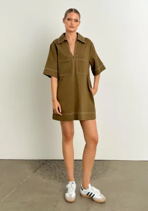 Tara Mini Dress Khaki