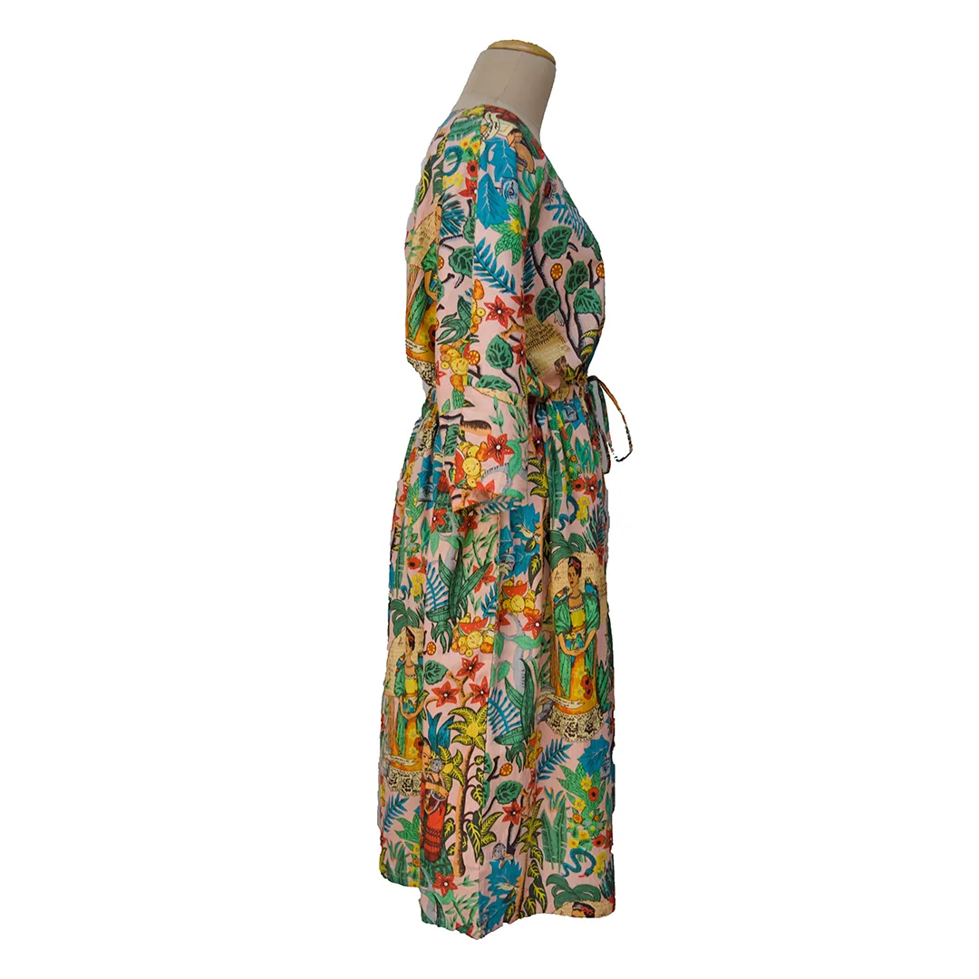 Tropical Blush Artistic Cotton Maxi Dress UK Size 18-32 M34