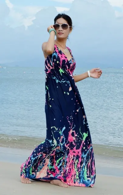 Women Summer Dress 2017 Printed Bohemian Beach Dress Plus Size 5XL Long Maxi Dress Robe Femme Vestidos