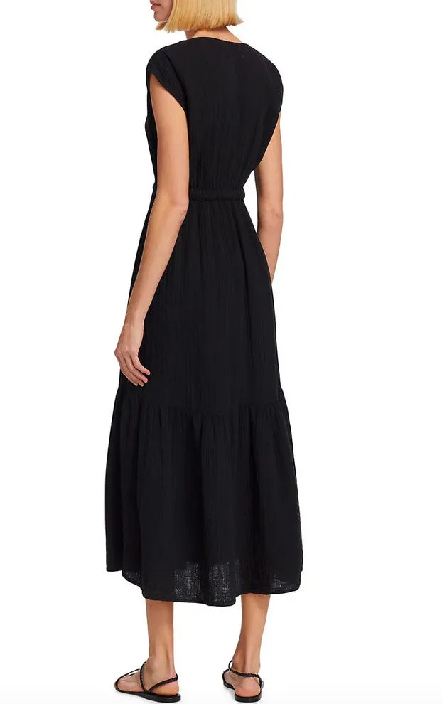 Xirena Rosalie Cotton Gauze Midi Dress in Black